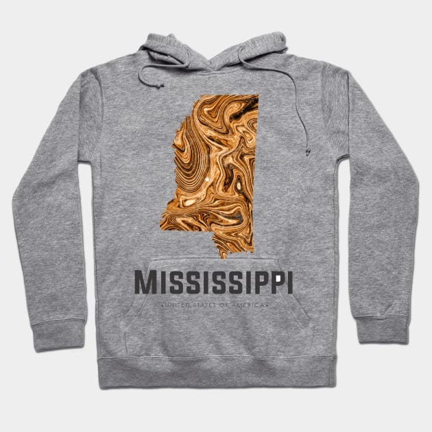 Mississippi state map abstract gold Hoodie by StudioGrafiikka